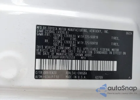 2024 Toyota Rav4 Hybrid Limited z USA, uszkodzony, nr VIN 4T3D6RFVXRU163559